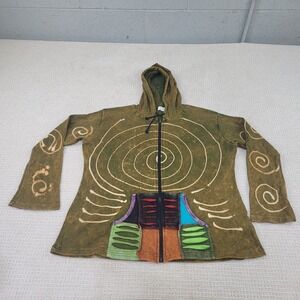 The Collection Royal Jacket Womens 2XL Multicolor Boho Patchwork Zip Up Hooded‎